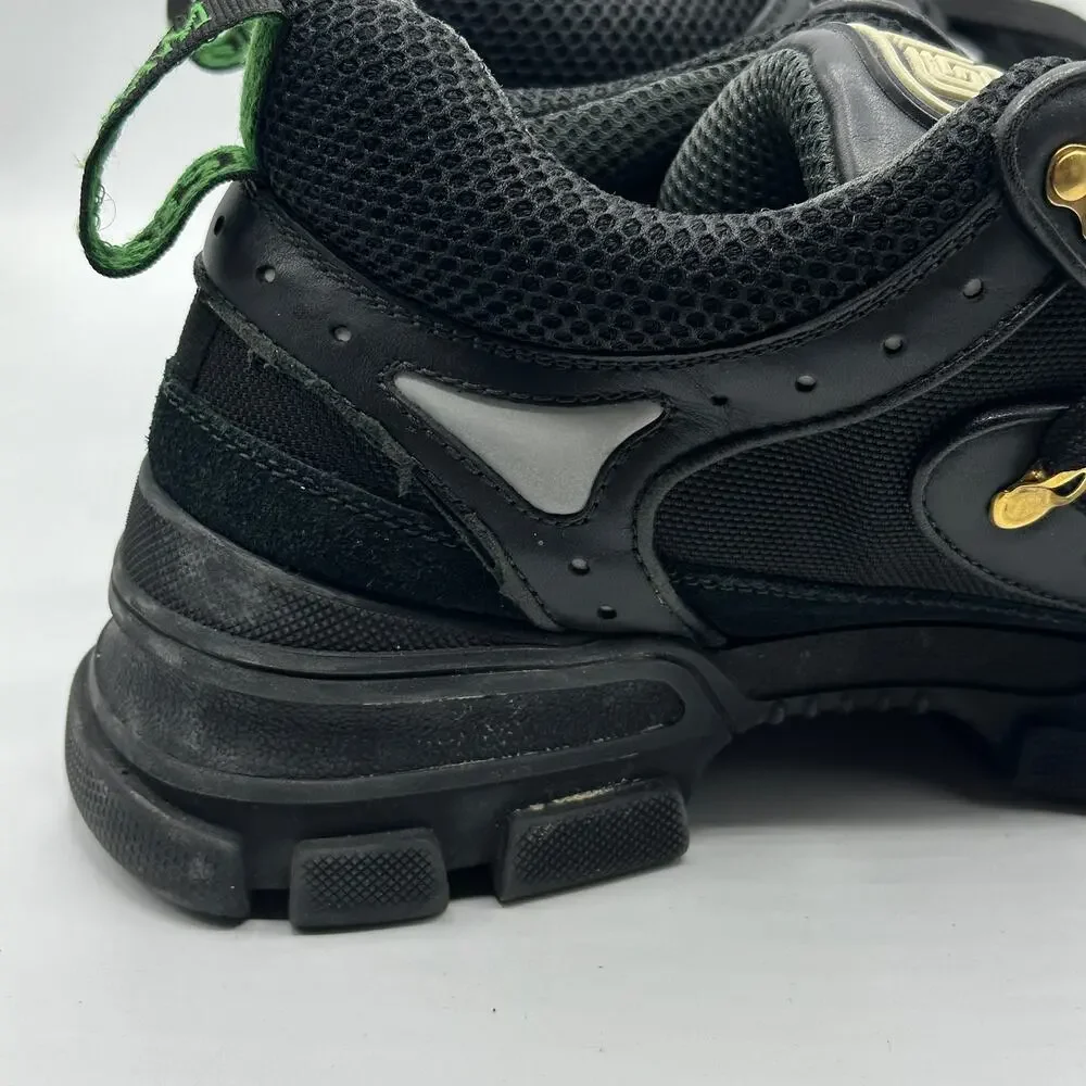 GUCCI Flashtrek Sega Chunky Sneaker Hiking Leather Black Sz 10.5